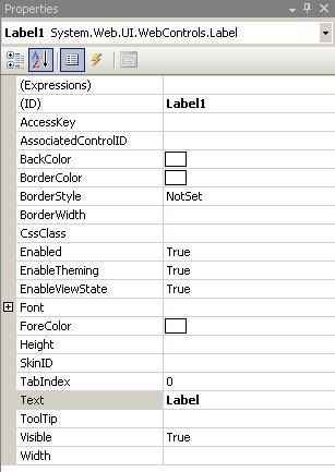 ASP.NET kursus - egenskabsvindue på label - fjernundervisning