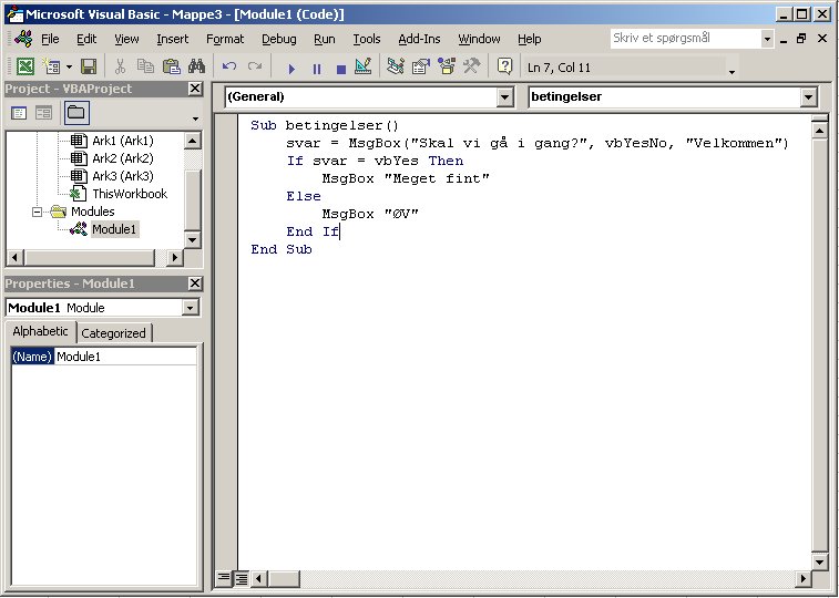 Excel VBA kursus - eksempel på brug af if - fjernundervisning